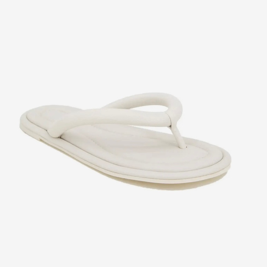New Splendid Crissy Ivory Leather Puffy Flip Flop Sandal - Size 9.5
